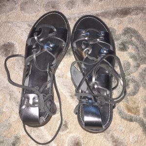 NWOT Madewell Silver gladiator sandals